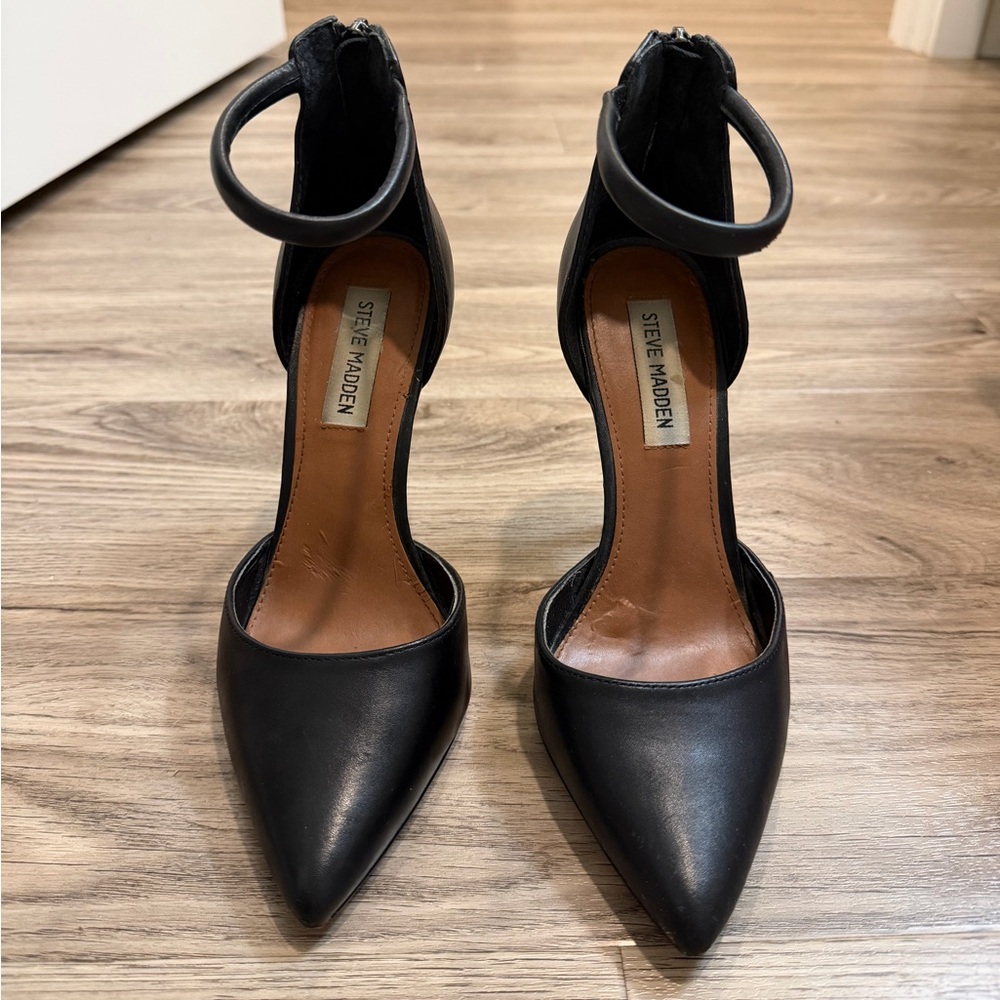 Steve Madden Leather Black Pointed Heels